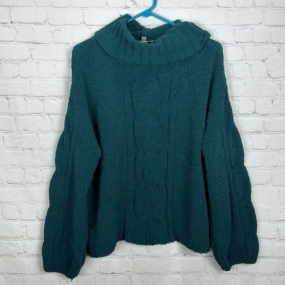 Seven7 Green Chunky‎ Cable Knit Oversized Sweater Size M - Picture 1 of 4